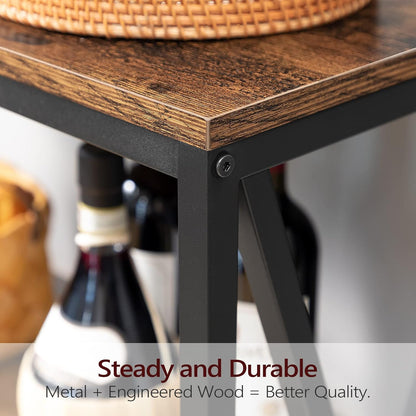 55" Sofa Table, Industrial Console Table, 3-Tier Narrow Side Table with Open Shelves, Foyer Table for Entryway, Hallway, Kitchen, Living Room and Bedroom, Rustic Brown CTHR80401