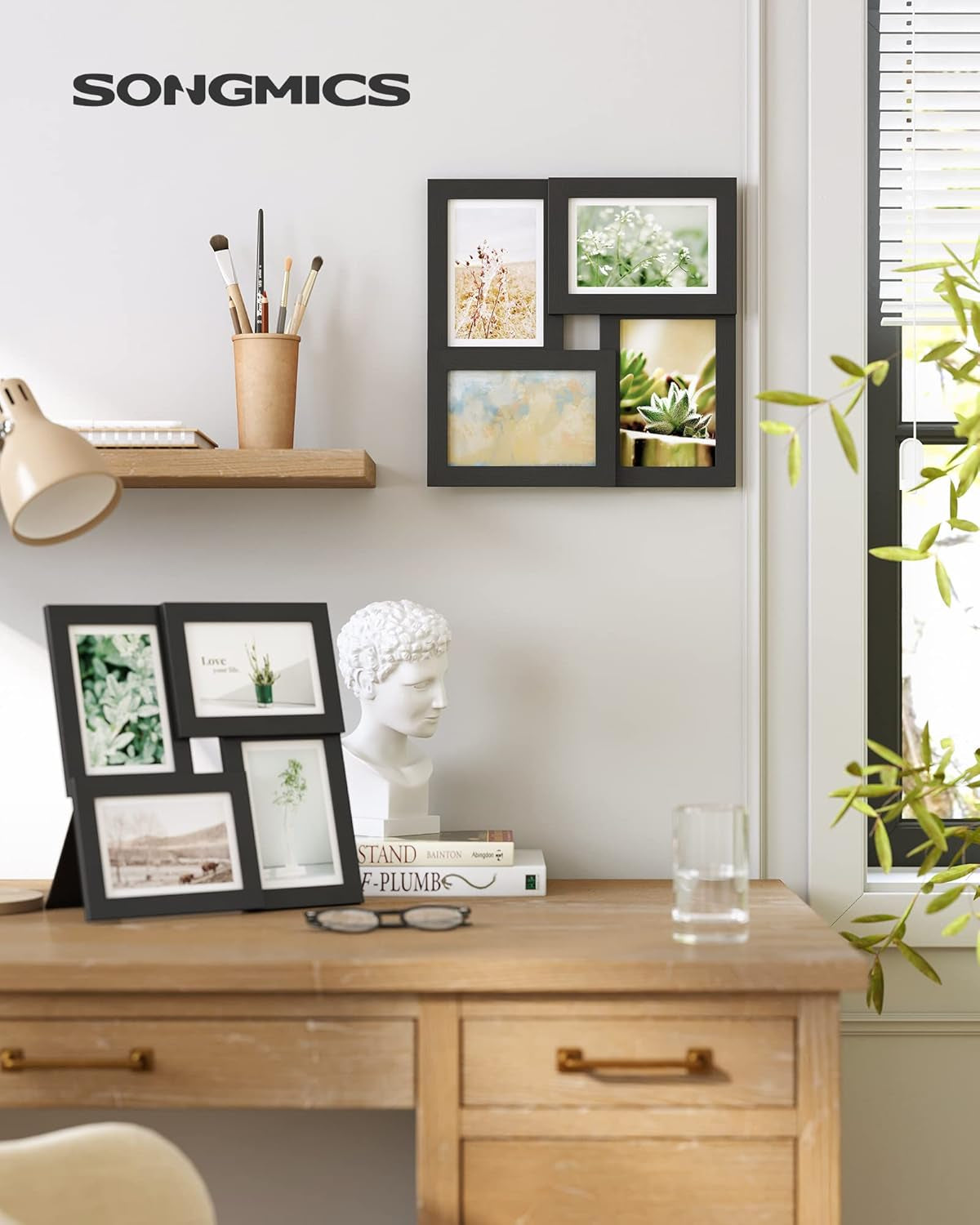 4X6 Collage Picture Frames, Family Photo Collage Frame Set of 4 for Wall Decor, Glass Front, Wall Hanging or Tabletop, Ink Black URPF25BK