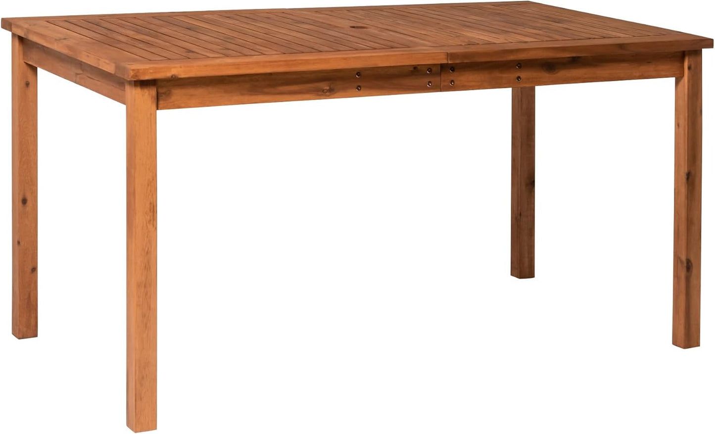 Dominica Contemporary Slatted Outdoor Dining Table, 34 Inch, Brown
