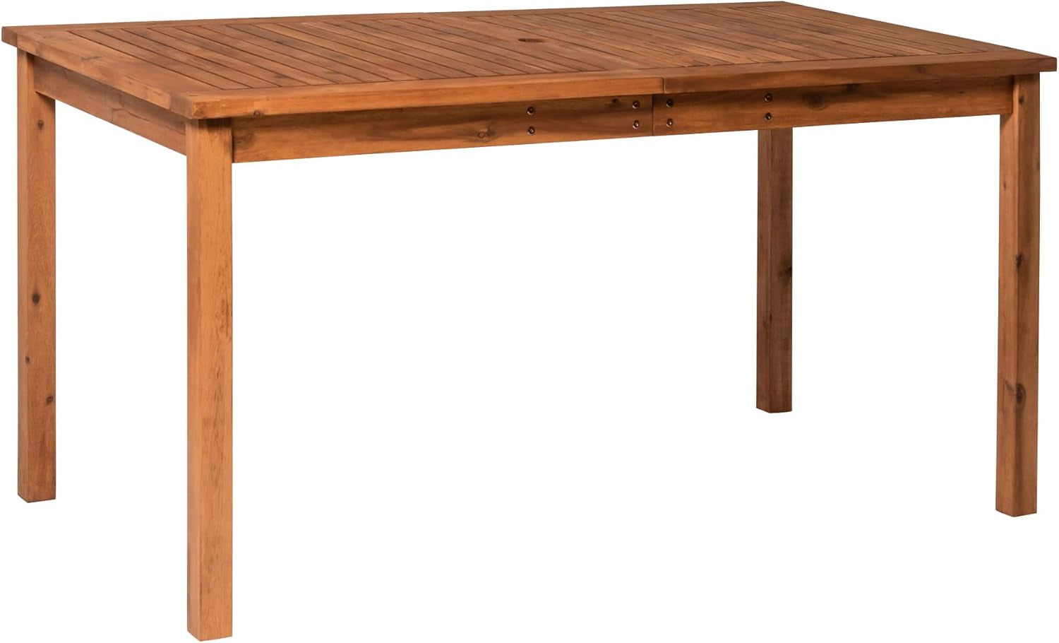 Dominica Contemporary Slatted Outdoor Dining Table, 34 Inch, Brown