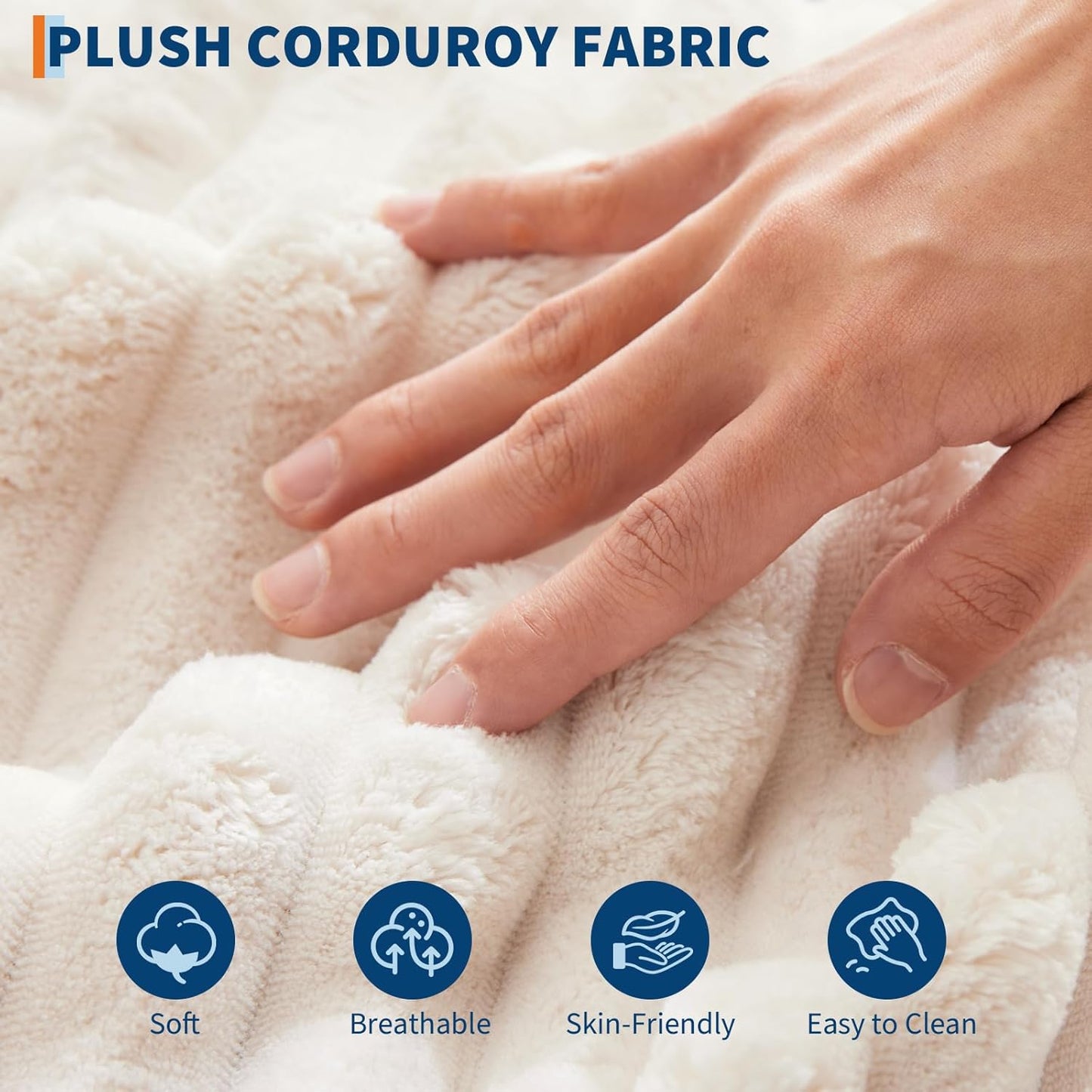 Oversized Chaise Lounge Chair Indoor, 60 Inch Upholstered Sofa Bed with Throw Pillows and Armrests, Comfy Corduroy Sleeper Couch for Living Room, Bedroom, Office, Beige