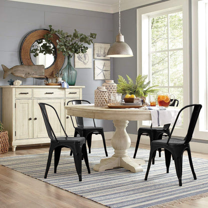 Metal Dining Chair Set of 4, 18 Inch Seat Height Chair, Stackable Classic Trattoria Metal Chairs 300 Weight Capacity for Indoor Outdoor Home Kitchen Patio Cafe Restaurant Use