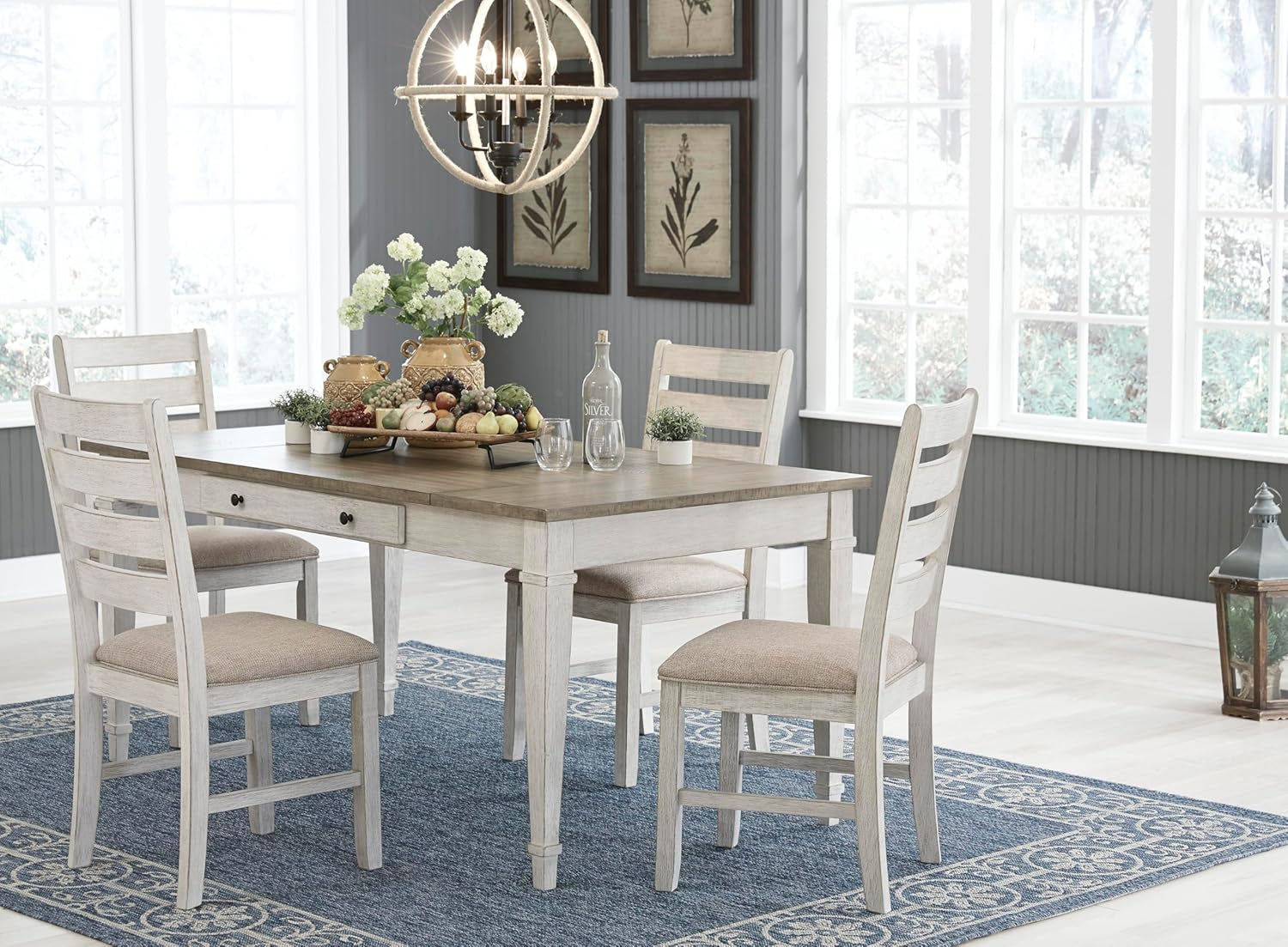 Skempton Modern Farmhouse Dining Room Chair, 2 Count, Whitewash