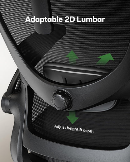 Ergonomic Office Chair: Office Desk Chair with High Back Mesh and Adjustable Lumbar Support Rolling Work Swivel Task Chairs with Wheel 3D Armrests and Headrest