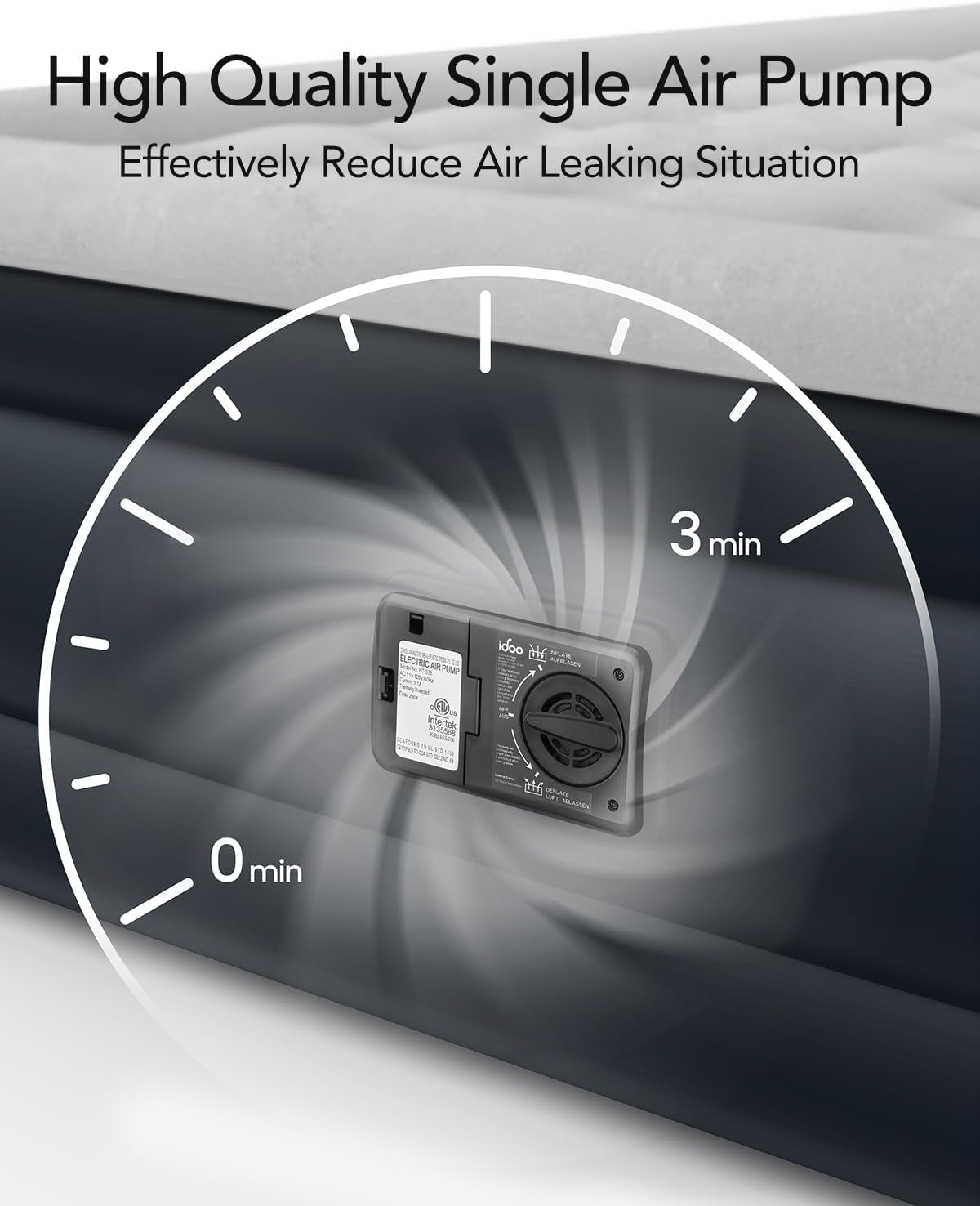 Queen Air Mattress with Built in Pump, 18 Raised Comfort Inflatable Blow up Mattress, Upgraded Four Chamber Portable Air Bed for Camping, Guests and Home, Colchon Inflable, 650 Lbs Max