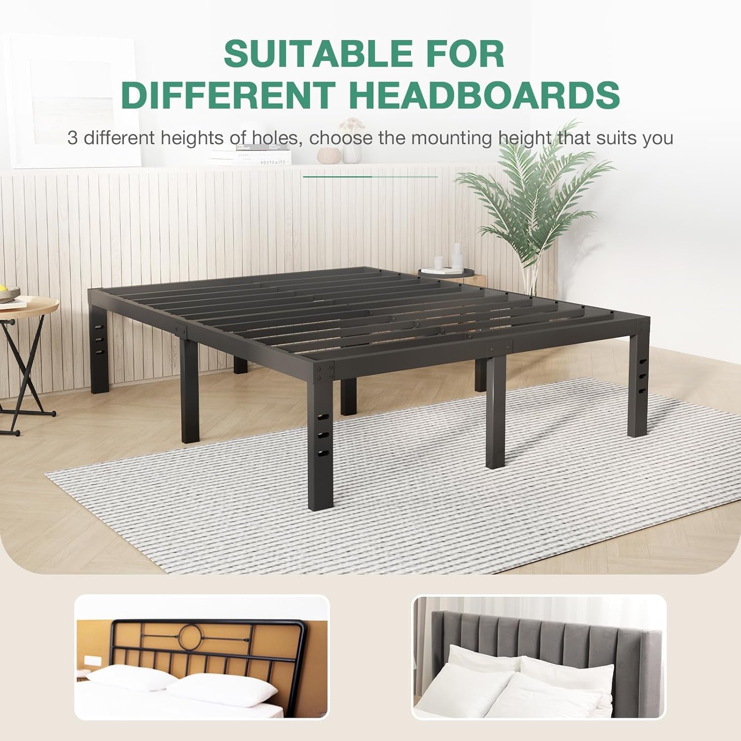Queen Bed Frame, 14 Inch Metal Platform Bed Frame Queen Size with Storage Space under Bed, Heavy Duty Steel Slat Support, Easy Assembly, No Box Spring Needed