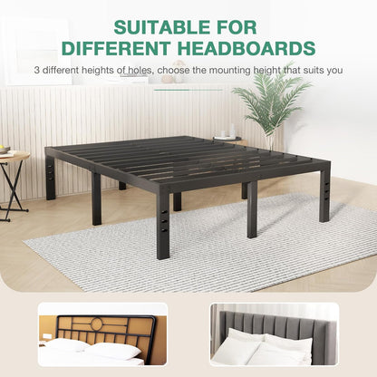 Queen Bed Frame, 14 Inch Metal Platform Bed Frame Queen Size with Storage Space under Bed, Heavy Duty Steel Slat Support, Easy Assembly, No Box Spring Needed