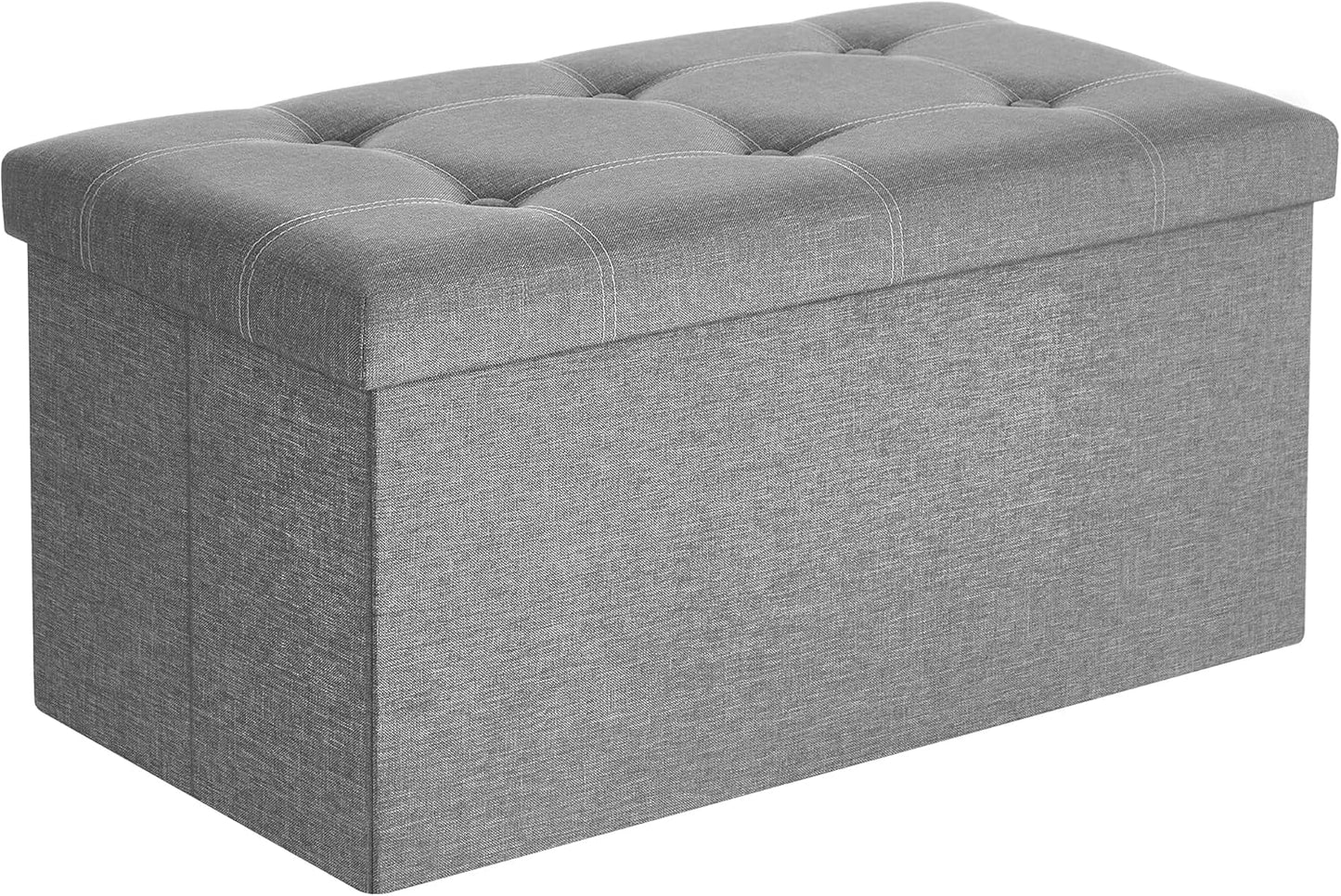 Mazie Collection - 43 Inches Ottoman Storage Bench, 35 Gal. Folding Chest with Breathable Linen-Look Fabric, Load up to 660 Lb, for Entryway, Living Room, Bedroom, Dark Gray ULSF077G04