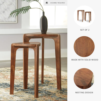 Brynnleigh Contemporary Nesting Accent Table, Set of 2, Light Brown