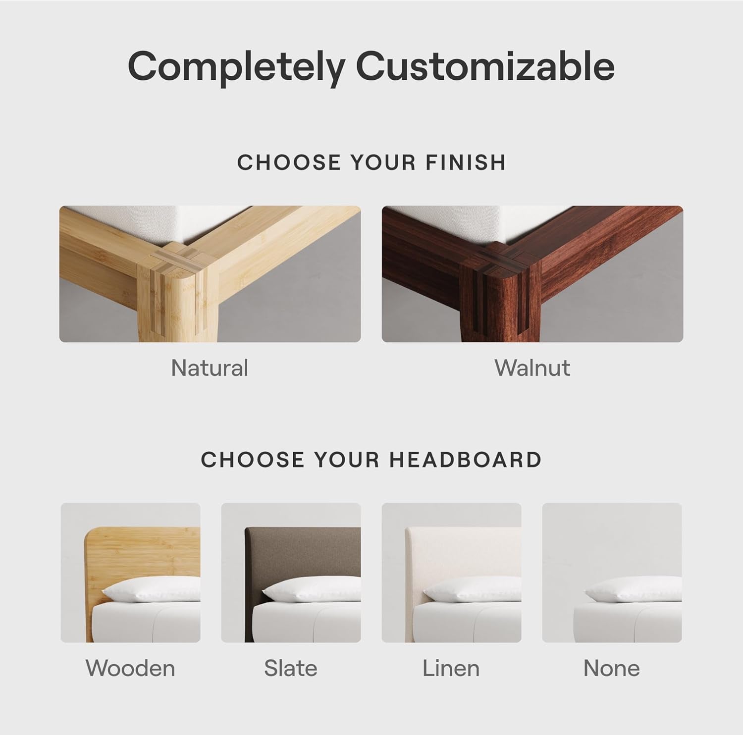 Bamboo Headboard - Cal King - Natural - Attachable to Bamboo Bed Frame (Sold Seperately) - Easy Tool Free Set up - Contemporary and Durable