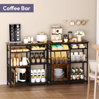 Coffee Bar Cabinet Station - Farmhouse Small Coffee Stand Station with Doors, Rustic Storage Organizer for Kitchen, Buffet Sideboard Cabinet Table for Home, Office, Corner, Bar, Espresso