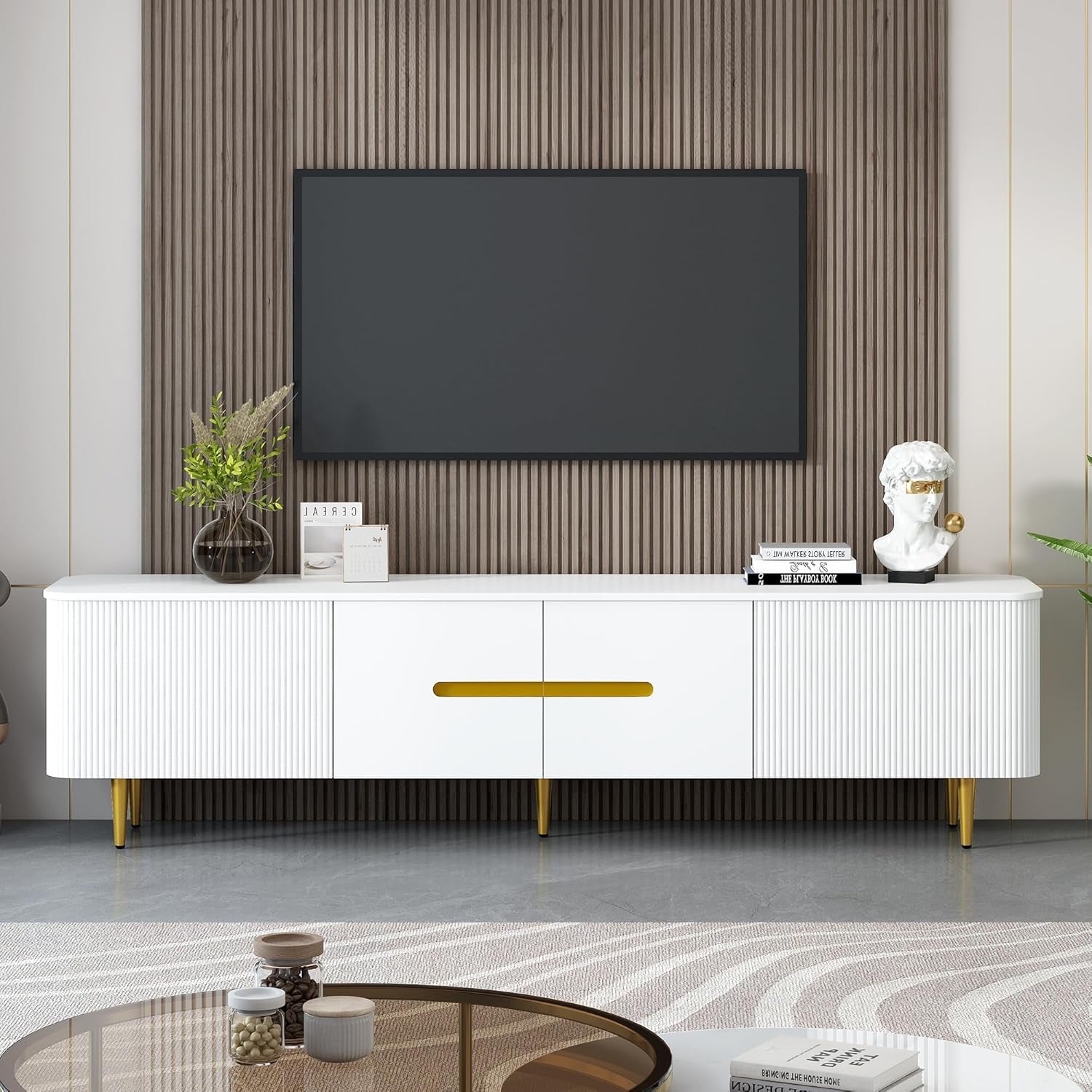 78.7'' Minimalist TV Stand for Tvs up to 85 Inches, Modern Entertainment Center Media Console with 4 Spacious Cabinets for Living Room