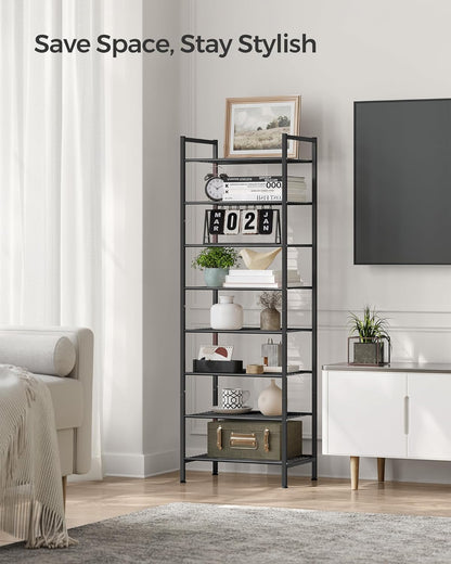 Narrow Shoe Rack, Sturdy 8 Tier Metal Tall Shoe Rack Shelf, Slim Shoe Storage Organizer for Closet Entryway Small Spaces, Vertical Shoe Stand Tower for 18 Pairs Shoes, Easy Assembly, Black
