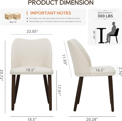 Upholstered Dining Chairs Set of 4, Modern Fabric Dining Room Kitchen Side Chair with Padded Seat and Wood Legs for Restaurant/Cafe, Beige