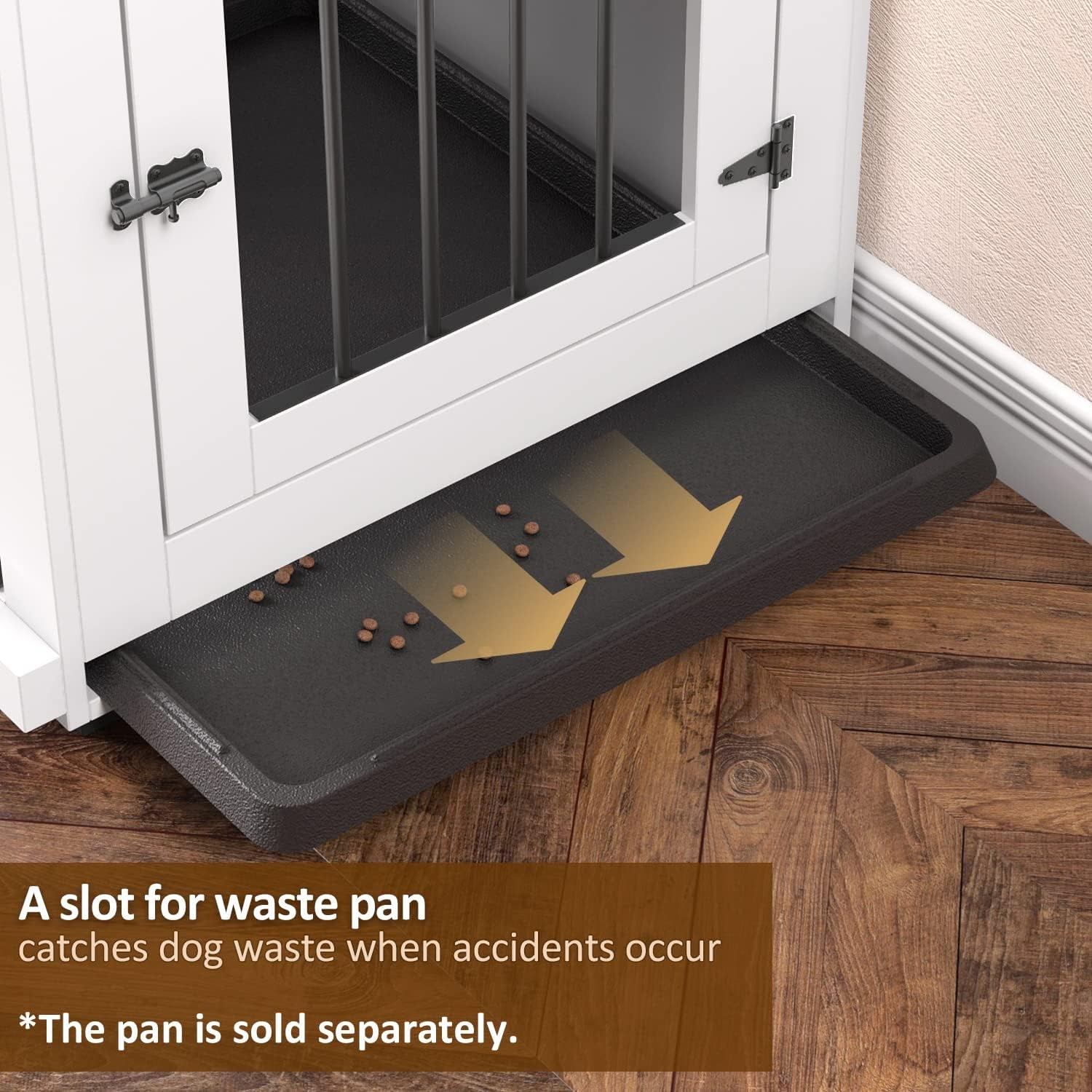 Dog Crate Furniture Barn Door for Medium Dogs up to 40 Lbs. - Puppy Kennel W/Thickened Farmhouse Top & Steel Bars - 30'' Wide - White Decorative Modern Dog Crate Table, End Table, Nightstand