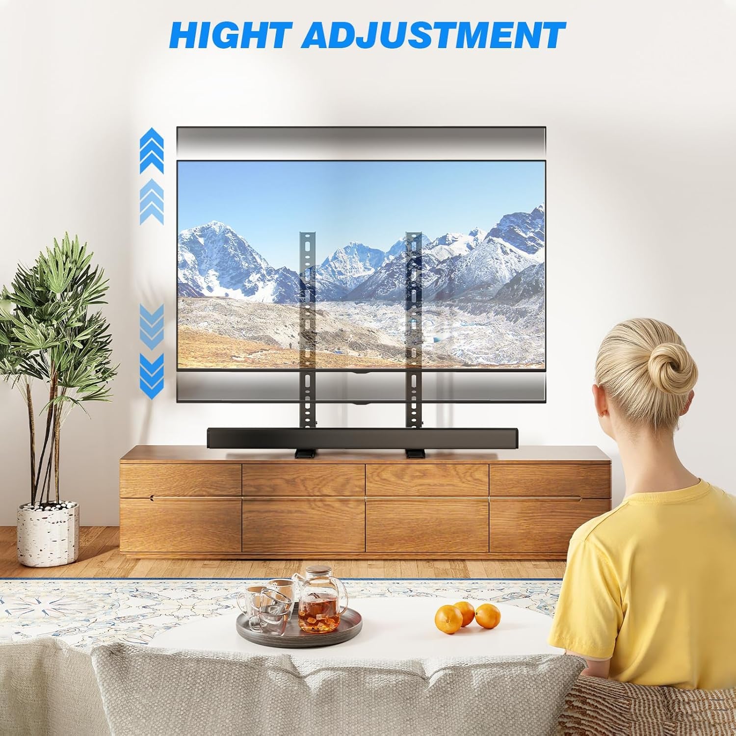 Universal TV Stand for 20-75 Inch Flat Curved Tvs, Height Adjustable Table Top TV Stand, TV Feet with Cable Management,Steel Replacement TV Legs Holds up to 110 Lbs, Max VESA 800X600Mm, Black