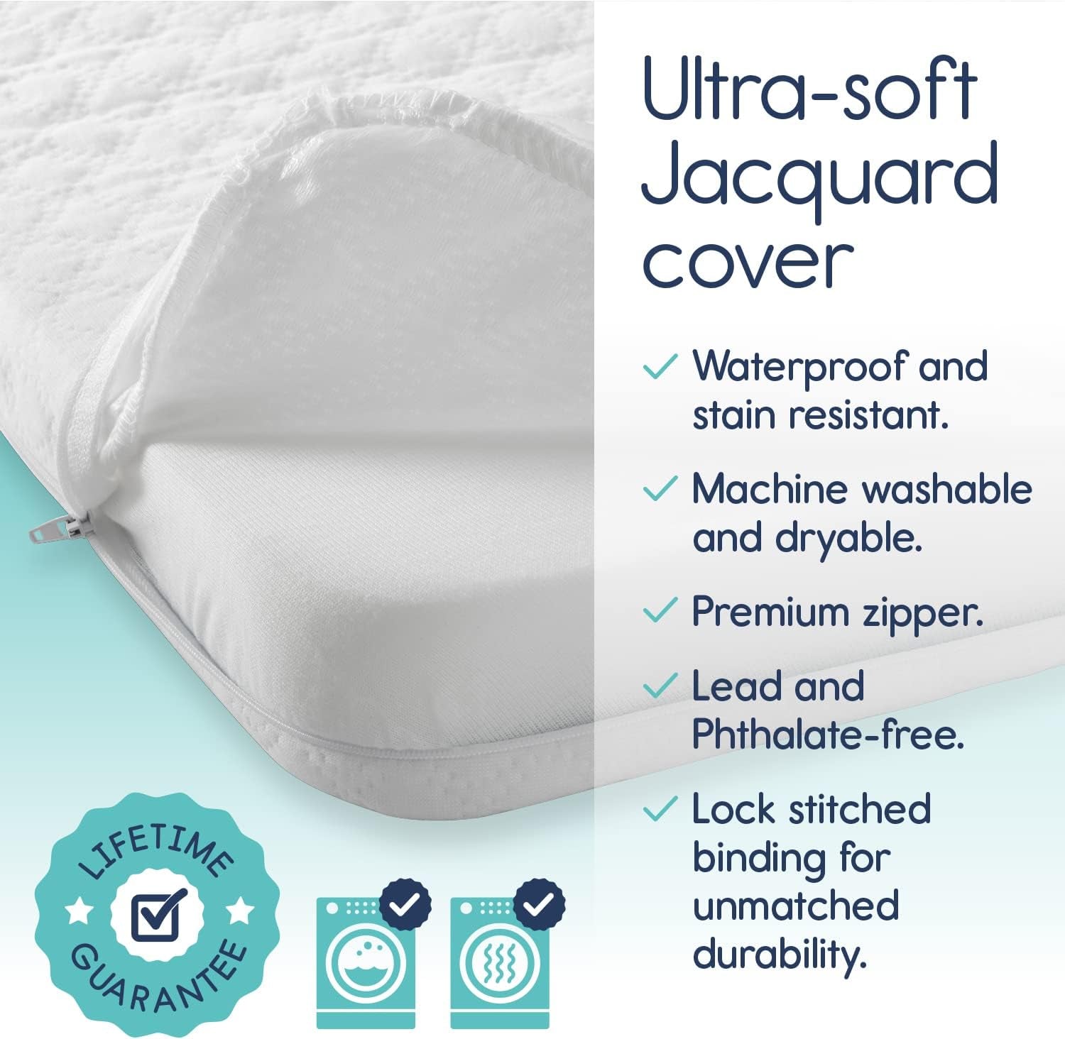 Pack and Play Mattress Pad (38"X26"X1.5"), Playard Pad, Portable Crib Mattress, 1.5" Thick