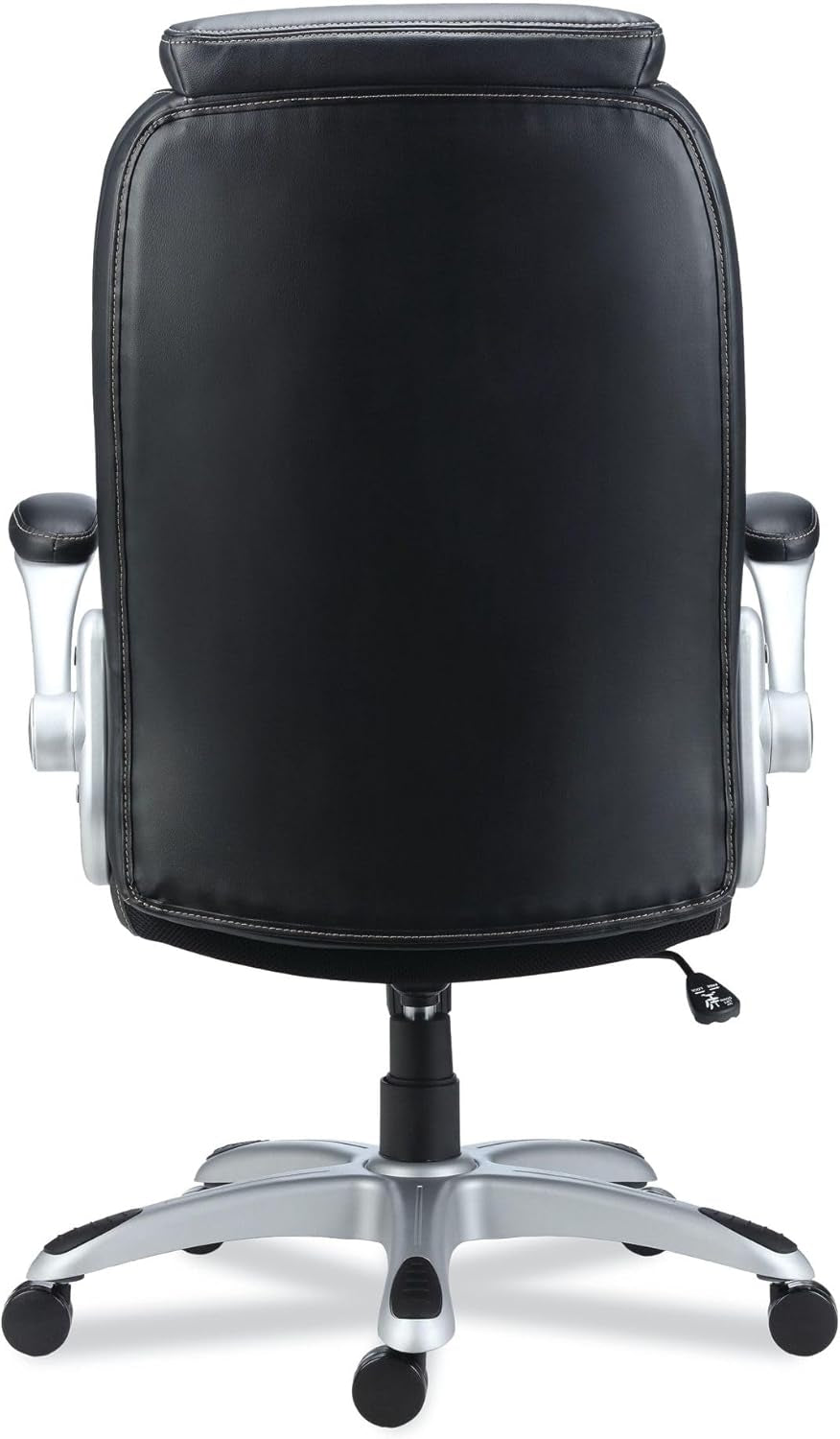 LEITHEN Bonded Leather MIDBACK Chair, Supports up to 275 LB, Black Seat/Back, Silver Base