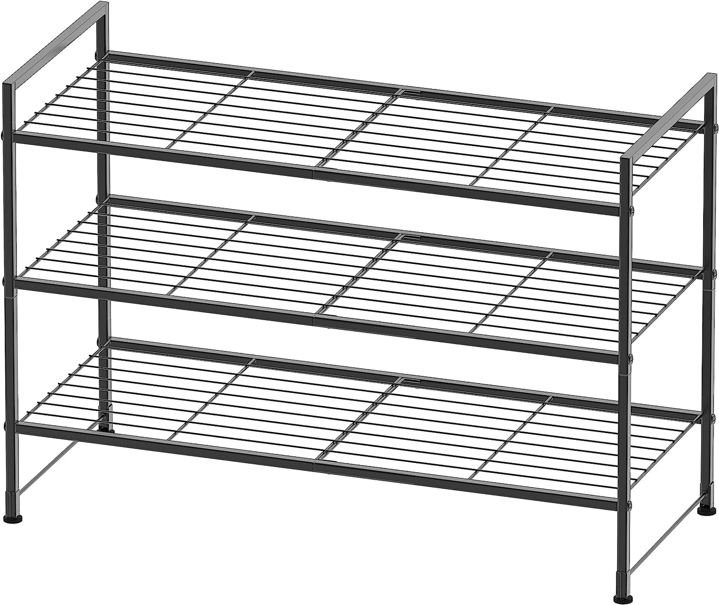 3-Tier Stackable Shoes Rack Storage Shelf, Black