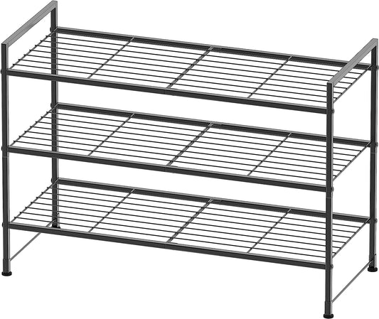 3-Tier Stackable Shoes Rack Storage Shelf, Black