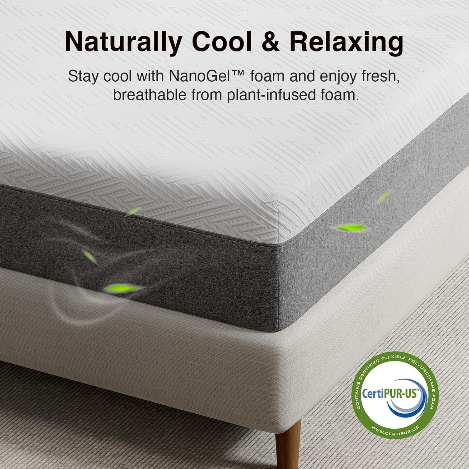 10 Inch Twin XL Gel Memory Foam Mattress in a Box, Back Pain Relief & Body Support, Grey, Certipur-Us Certified