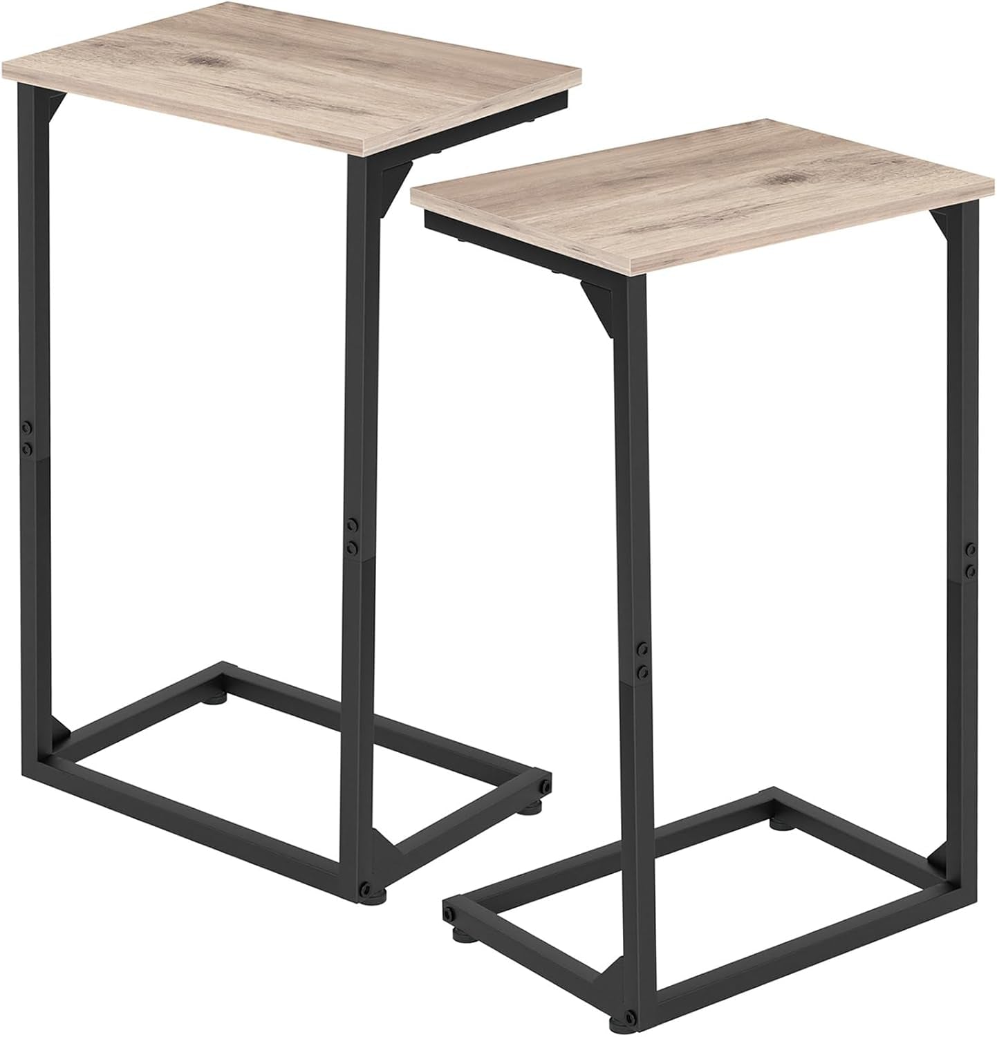 C Shaped End Tables Set of 2, Couch Side Tables That Slide Under, TV Trays for Living Room, Bedroom, Small Space, Sofa, Grey HET02BGY