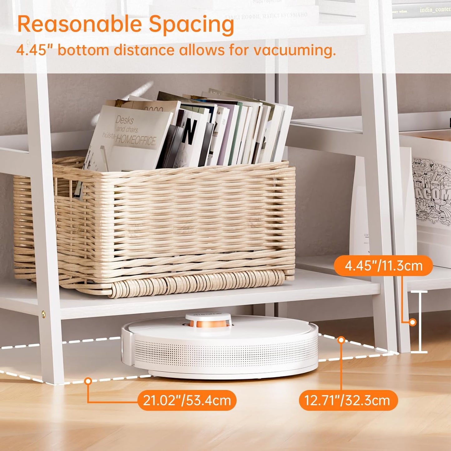 Ladder Shelf, 4 Tier Bookshelf, Floor Standing Bathroom Storage Rack with Bamboo Frame, Home Office Open Display Bookcase, White