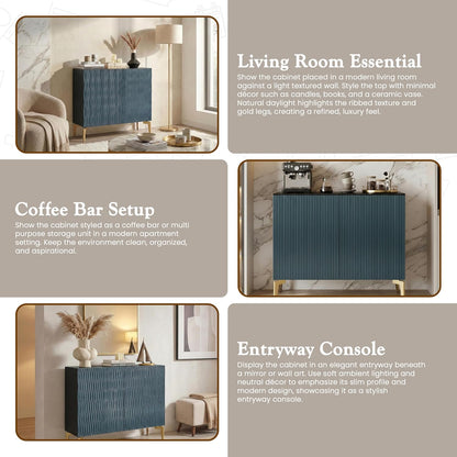 2-Door Storage Cabinet – Accent Sideboard Buffet in Blue & Black, Storage Cabinet for Living Room, Hallway, Kitchen, Dining Room, or Entryway
