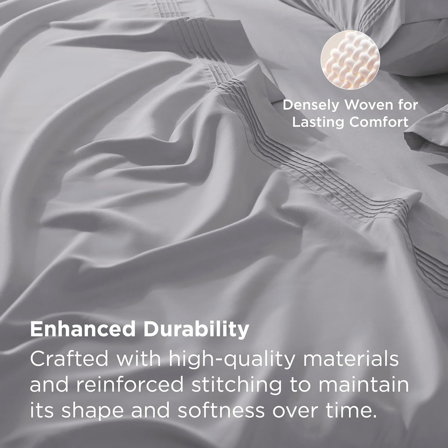 Deep Pocket Queen Sheets Set - Fits Mattresses up to 21 Inches Thick - 4 Piece Gentlesoft Bed Sheets, Moisture Wicking, Soft & Cooling Bedsheet & Pillowcases, Easy & Secure Fit, Light Grey