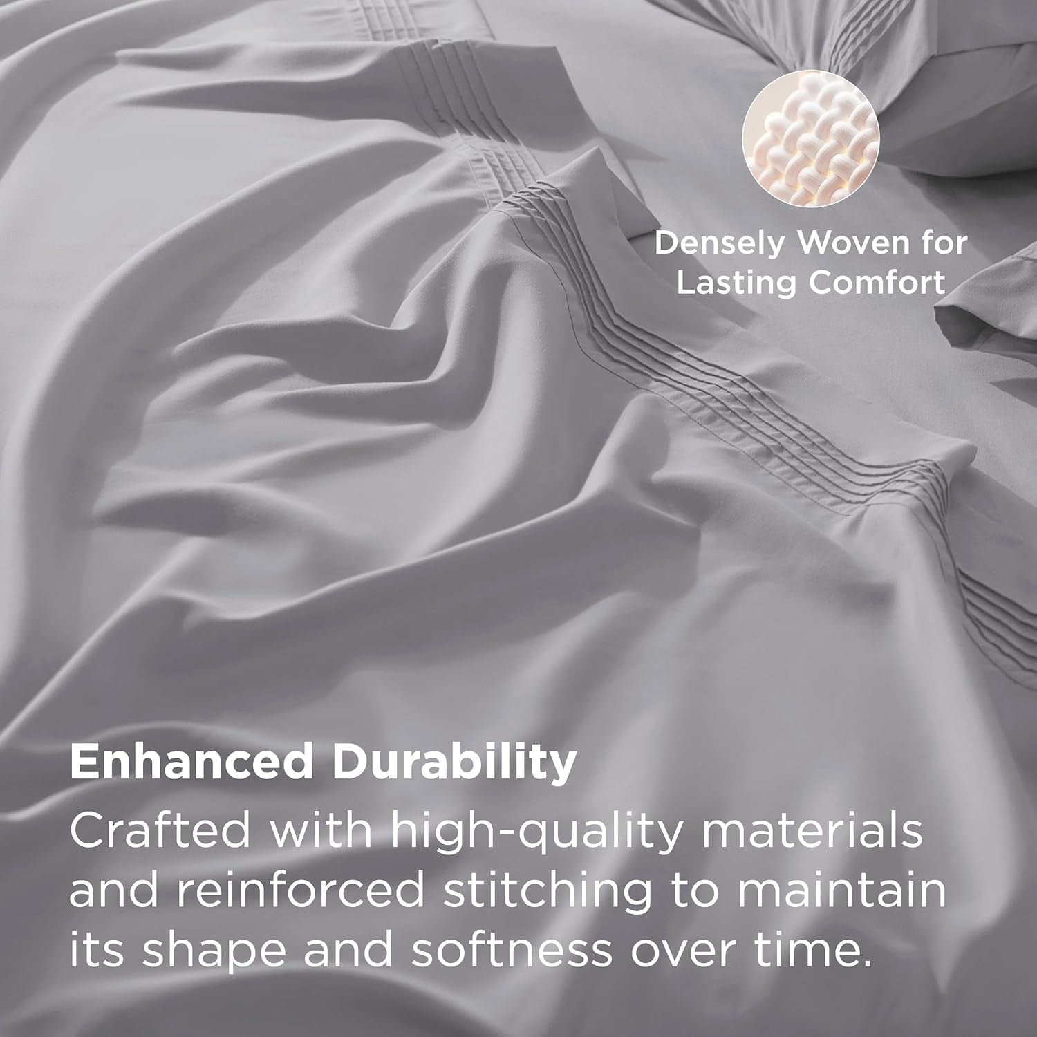 Deep Pocket Queen Sheets Set - Fits Mattresses up to 21 Inches Thick - 4 Piece Gentlesoft Bed Sheets, Moisture Wicking, Soft & Cooling Bedsheet & Pillowcases, Easy & Secure Fit, Light Grey