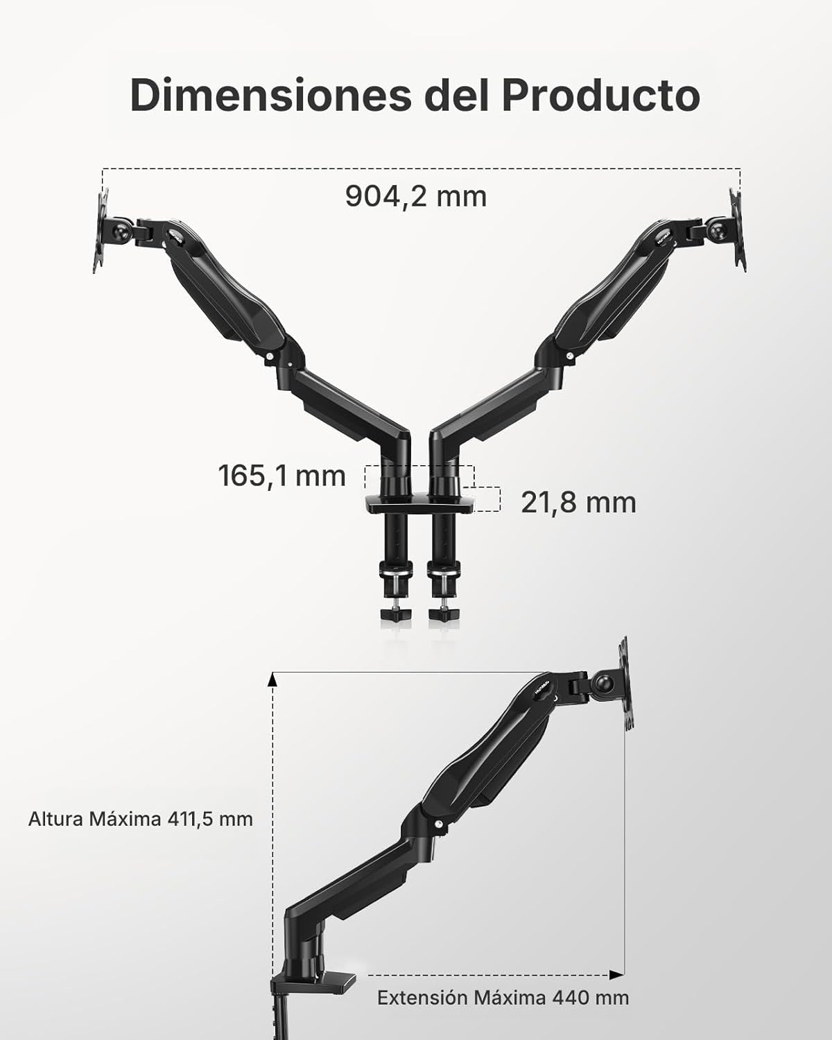 Dual Monitor Stand, Fully Adjustable Monitor Desk Mount for 13–32″ Computer Screens, Full Motion VESA 75X75/100X100 with C-Clamp & Grommet Base, Each Arm Holds 4.4 to 19.8 Lbs