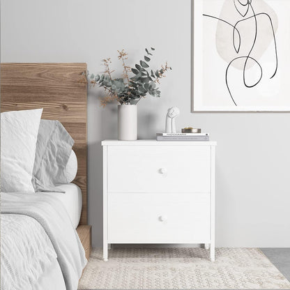 White Nightstands Set of 2, 2 Drawer Dresser for Bedroom Night Stand Small Dresser End Table with Drawers Modern