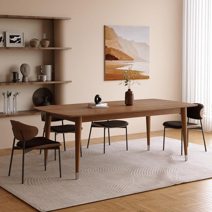 Mid-Century Modern 62.9" Dining Table, Multi-Purpose for Kitchen Meals, Home Office Work, Living Room Breakfast Nook & Patio Gatherings, Elegant Dinner Table for Dining Room Use, Walnut