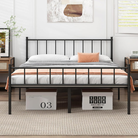 Queen Bed Frame-Classic Metal Platform Bed Frame,Mattress Foundation with Steel Slat Support,Under Foundation Storage,No Box Spring Needed, Easy Assembly, Queen Size