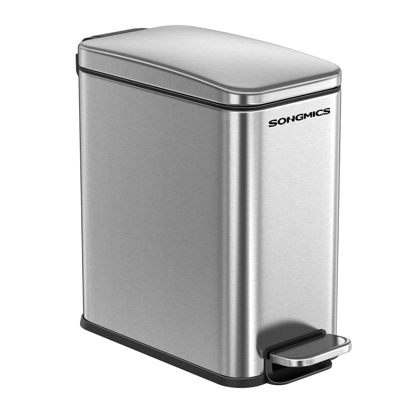 Bathroom Trash Can, 1.3 Gallon (5 L) Small Trash Bin with Lid, Slim for Small Spaces, Stainless Steel Garbage Can, Soft Close, White ULTB560W05