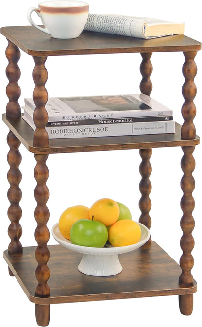 Side Table, Small End Table with Storage Shelf, Modern Bedside Table Night Stand for Living Room, Bedroom, Office and Small Spaces (Rustic Brown)