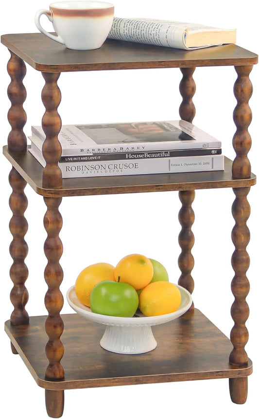 Side Table, Small End Table with Storage Shelf, Modern Bedside Table Night Stand for Living Room, Bedroom, Office and Small Spaces (Rustic Brown)