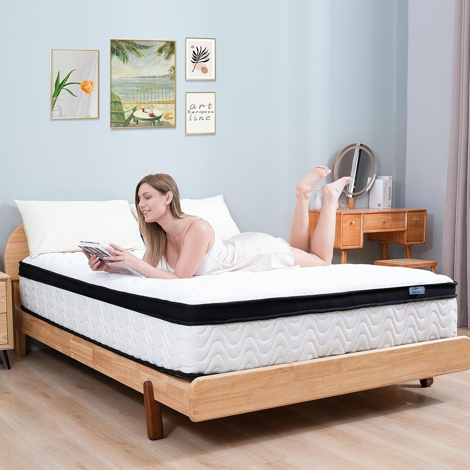Full Size Mattress 10 Inch | Full Mattresses in a Box Hybrid | Medium Firm Feel Memory Foam and Individual Pocket Springs | Fiberglass Free Bed Matress | Breathable | Certipur-Us | Upgrade