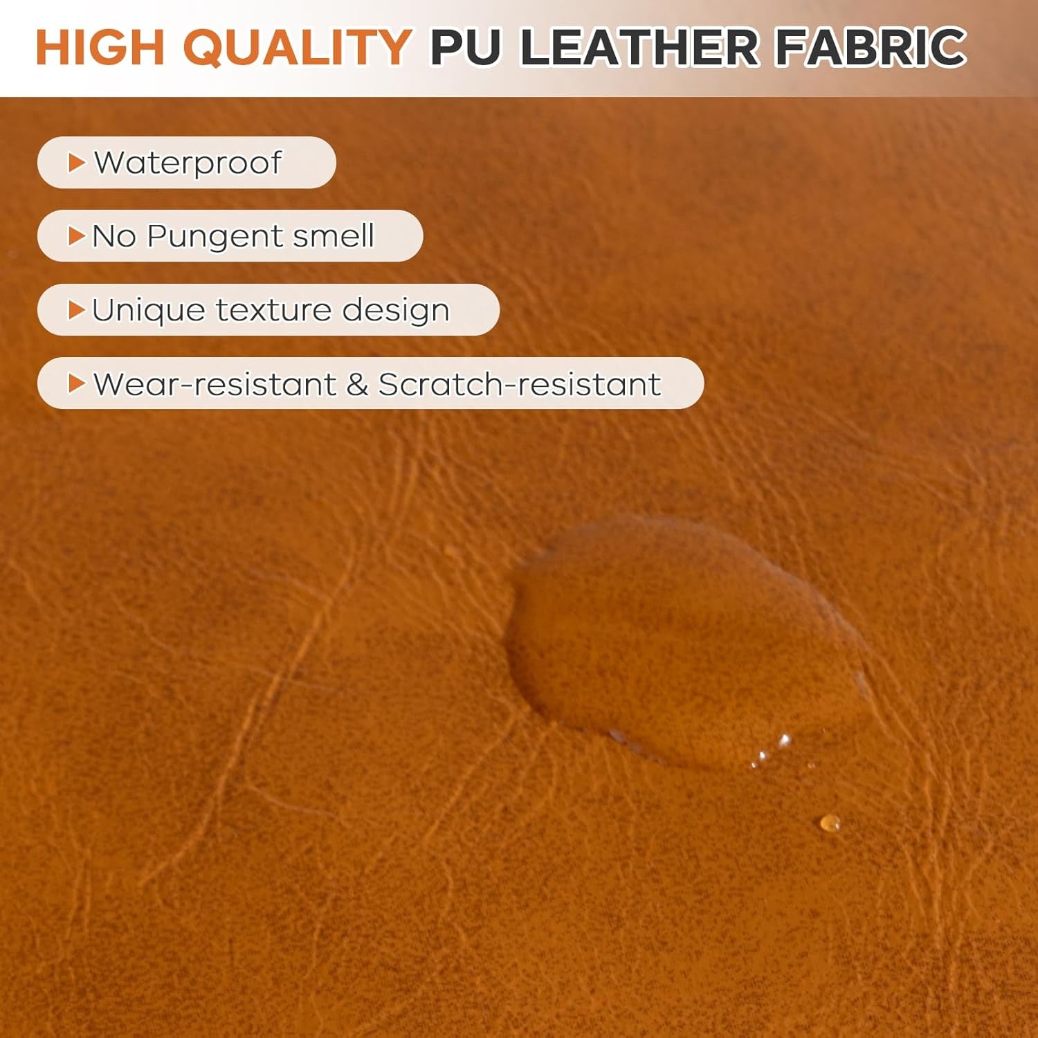 Pouf Ottoman Cover (Only Cover, No Filler), 17.7" Square Unstuffed Pouf Cover, Faux PU Leather Moroccan Poofy Ottoman Footstool, Brown No Filler Footrest, Floor Chair Gifts Foot Rest for Living Room