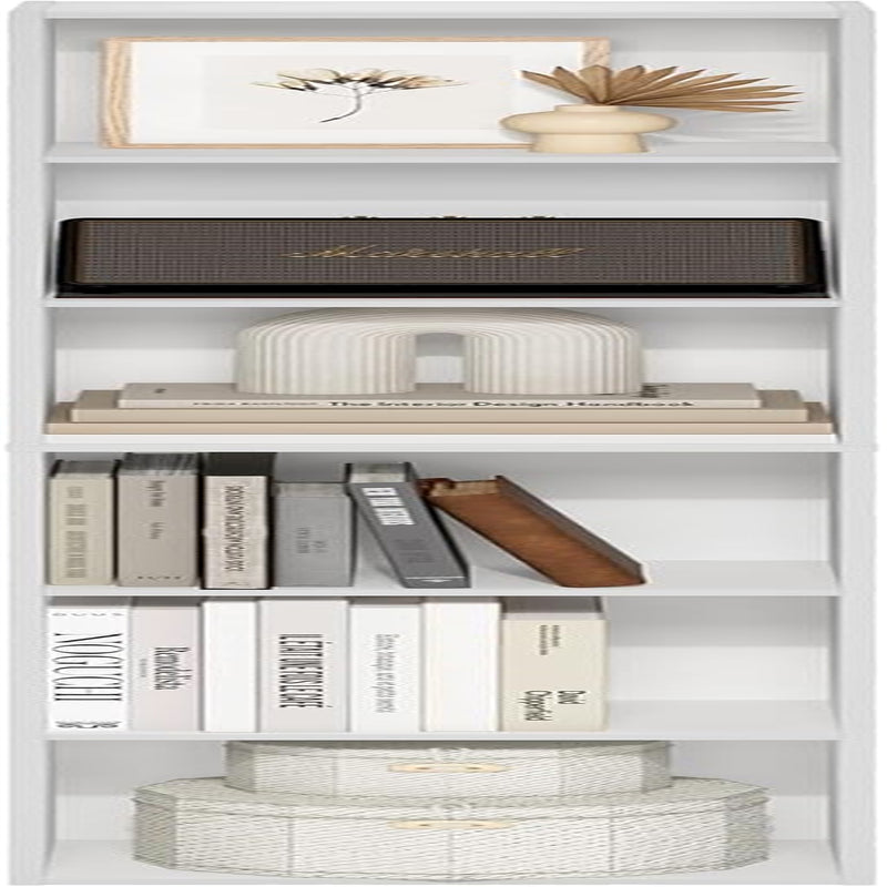 LUDER Book Shelf, 6-Tier Tall Modern Bookshelf, Bookcase with Open Shelves, 9.3 X 12 X 71, for Living Room, Bedroom, Home Office, White