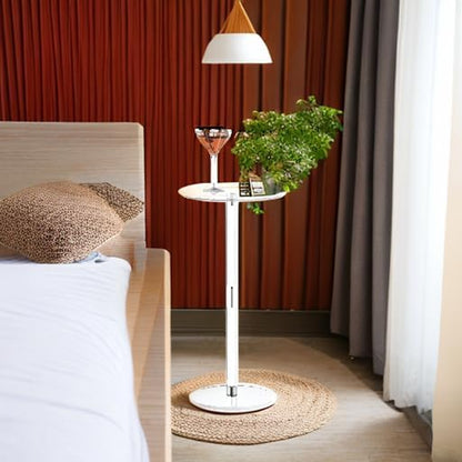Acrylic Drink Table for Small Spaces, 10" L X 10" W X 21.3" H, Drink Side/End Table for Living Room, Round, Easy Assembly, Clear