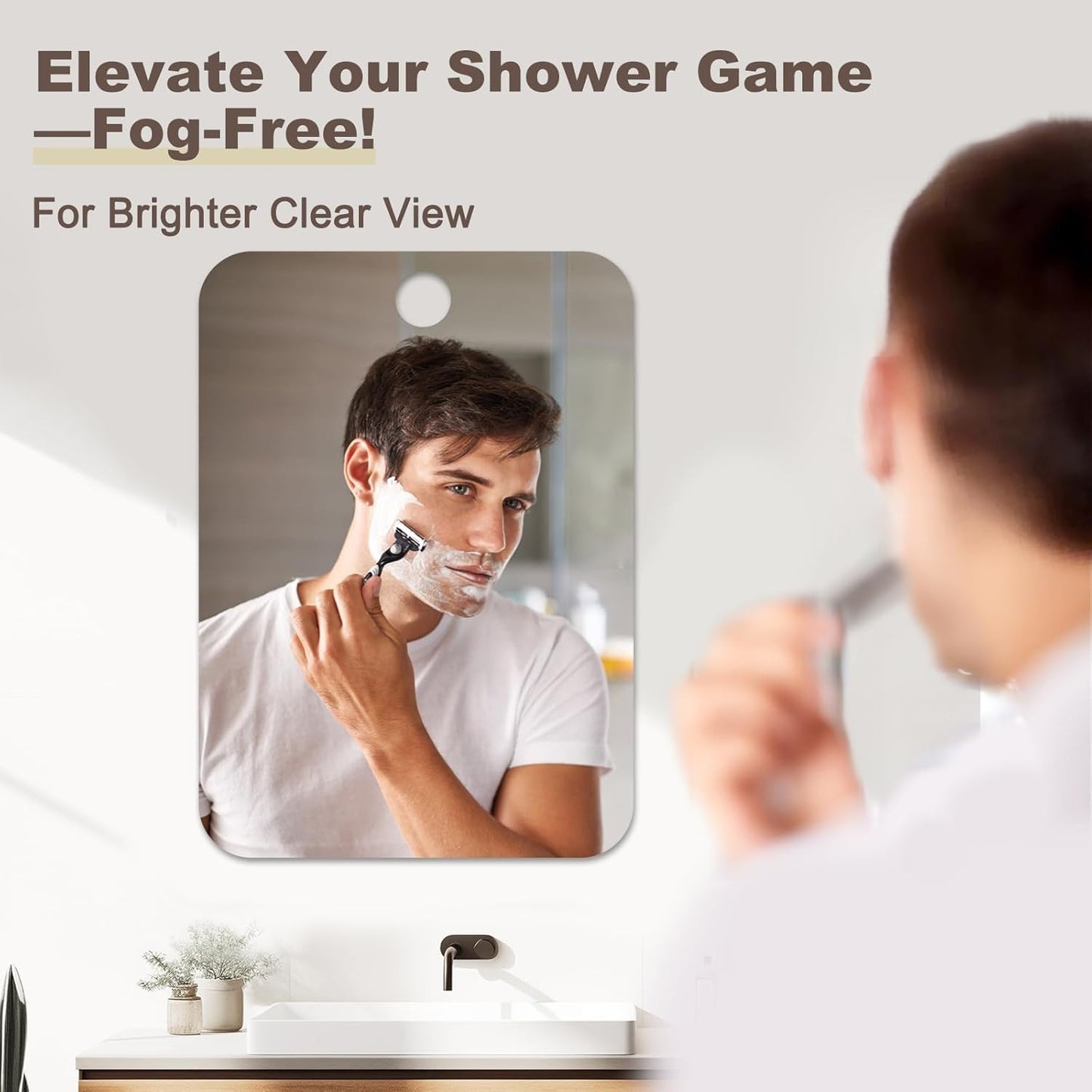 Shower Mirror Fogless for Shaving Anti-Fog Frameless Wall Hanging Makeup,11.81" L X 7.87" W,Grey