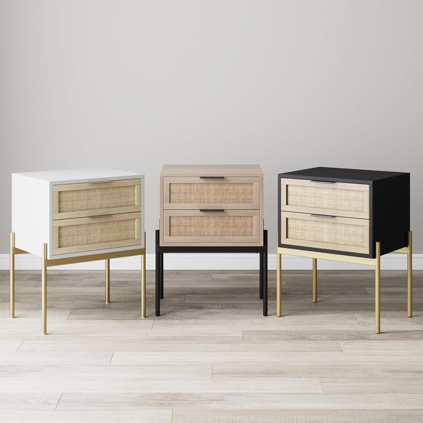 Modern Nightstand, End, Bedside or Side Table with Storage for Living Room or Bedroom