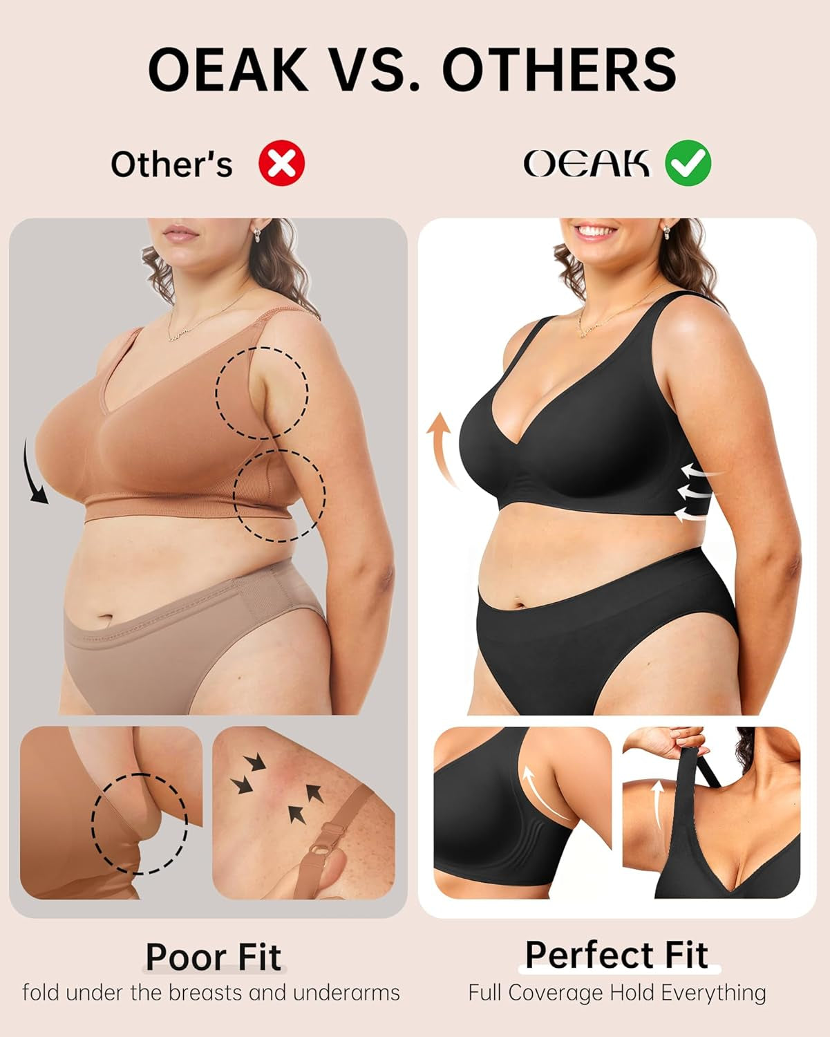 Womens Deep V Bras Wireless Comfortable Bra Supportive No Underwire Bras Tshirt Push up Bralettes Plunge Seamless Bra