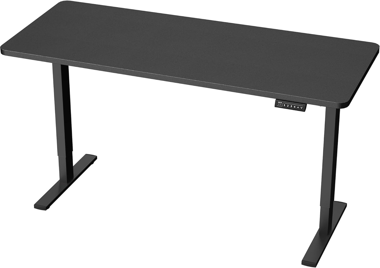 Electric 60 X 24 in Standing Desk, Memory Height Adjustment, 1B Series, Holds 220 Lbs, One-Piece Black Top, Black Frame, DESK-KIT-1B6B
