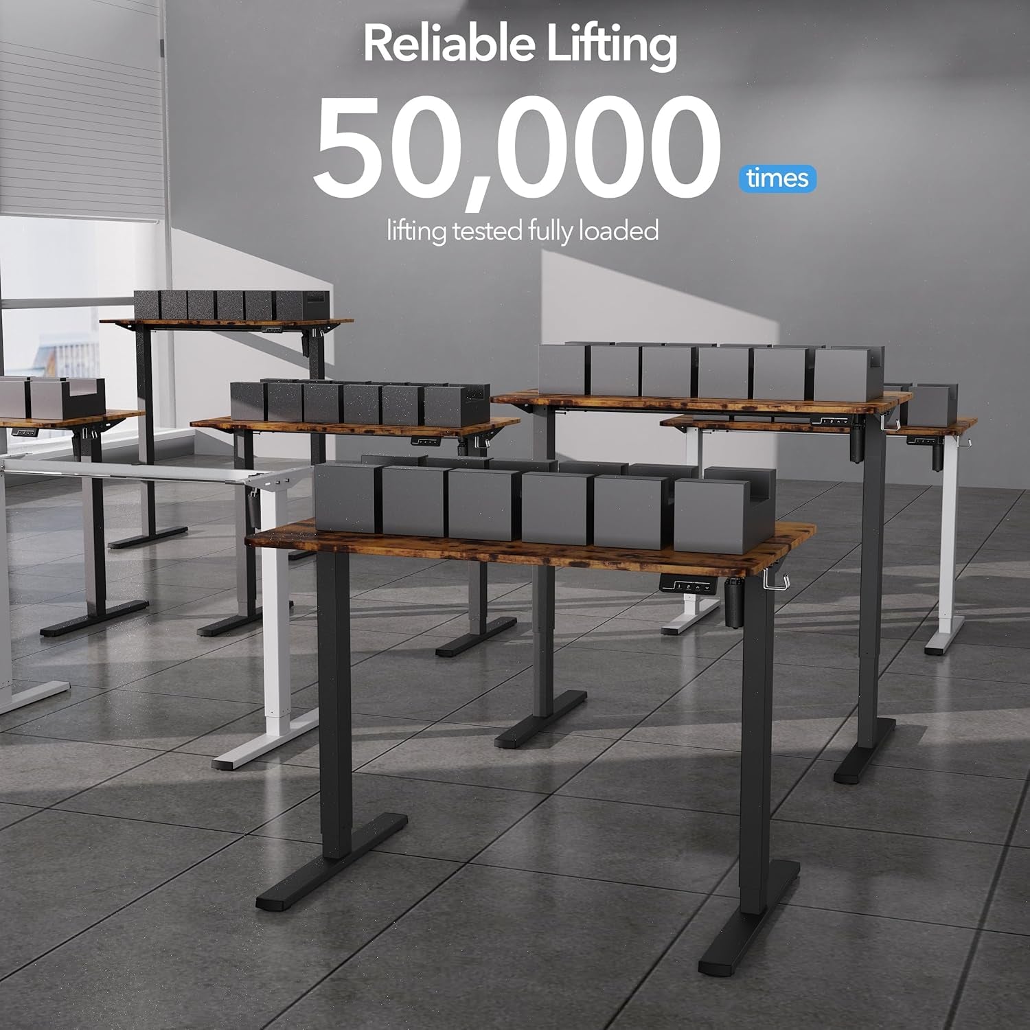 Electric Standing Desk Adjustable Height, 40X24 Inches Sit Stand up Desktop for Home Office, Ergonomic Rising Computer Table with Memory Preset,Rustic Brown