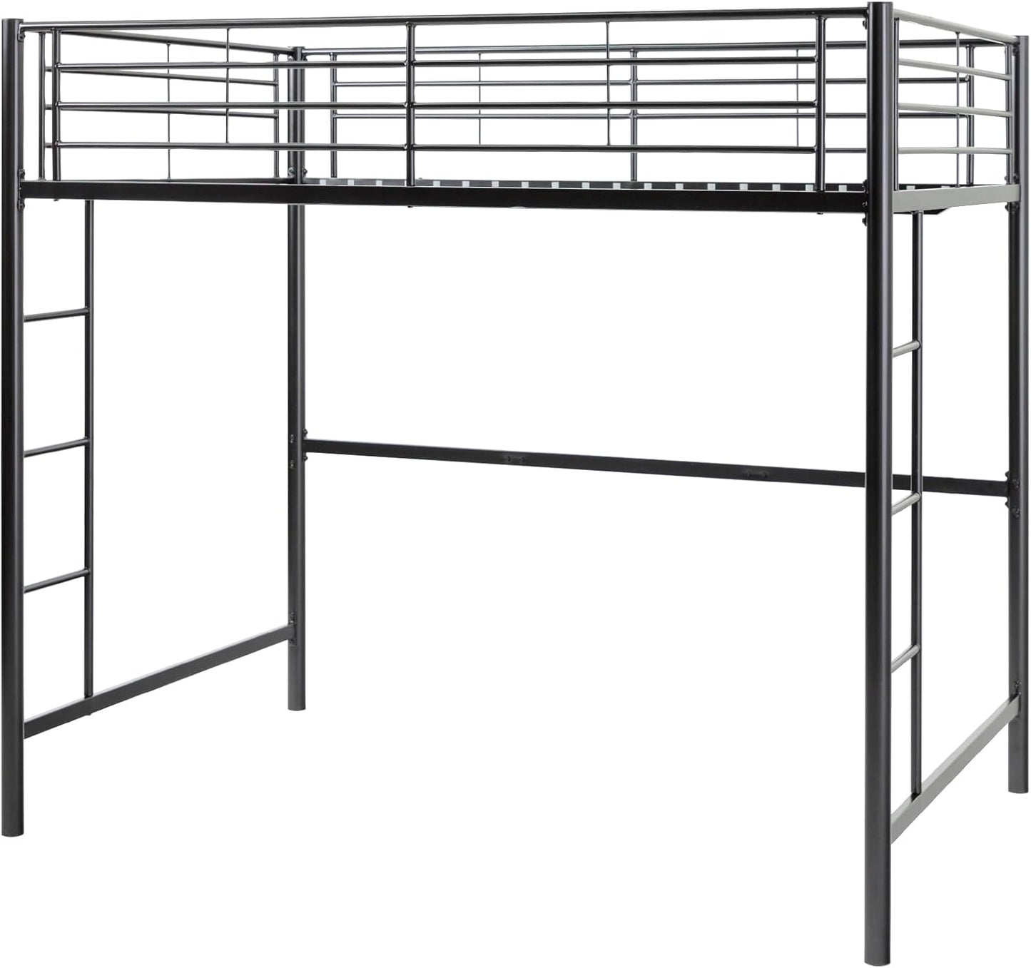 Timothee Urban Industrial Metal Twin over Loft Bunk Bed, Twin Size, Black
