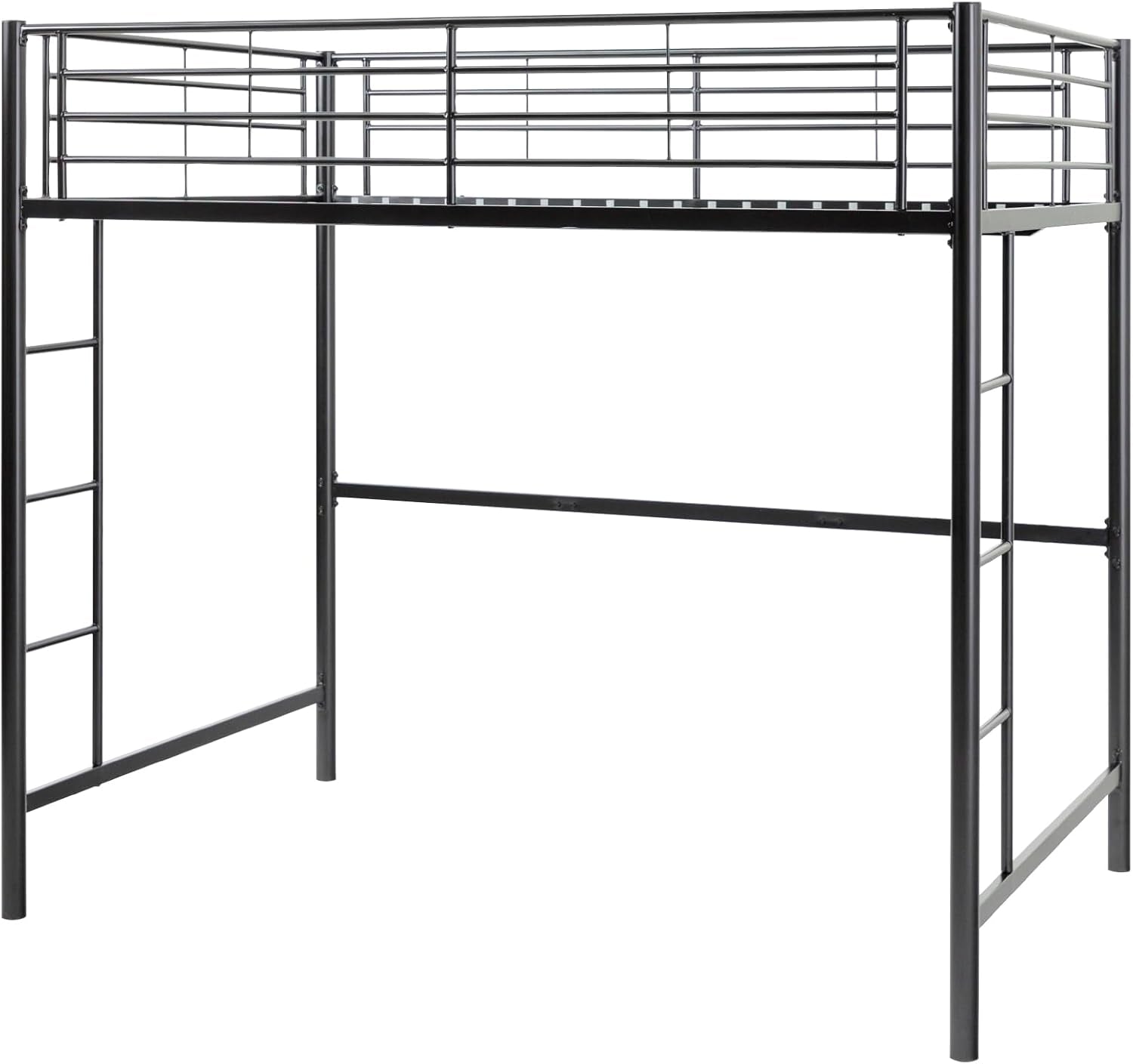 Timothee Urban Industrial Metal Twin over Loft Bunk Bed, Twin Size, Black