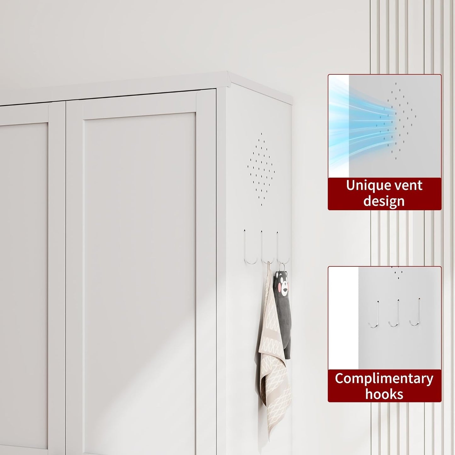 Kitchen Pantry Cabinet,61" White Pantry Storage Cabinet with 4 Tier Adjustable Shelves and 2 Doors,Freestanding Cupboard,Metal Pantry Cabinets with Handle for Living Room Kitchen Assembly Required
