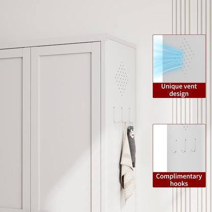 Kitchen Pantry Cabinet,61" White Pantry Storage Cabinet with 4 Tier Adjustable Shelves and 2 Doors,Freestanding Cupboard,Metal Pantry Cabinets with Handle for Living Room Kitchen Assembly Required